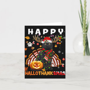 Cartão Engraçado Black Cat Halloween Natal Cat Hall Feliz