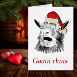 Cartão Engraçado Cabra um Claus Gritando Natal<br><div class="desc">Marque a temporada de natal com esta cabra engraçada gritando vestindo um chapéu de Papai Noel. Goata goata claus curioso e fofo cartão de festas de fazenda para animais de arte para deleitar seus amigos e família que são cabras e amantes de os animais. Desenho branco e preto de cabra...</div>