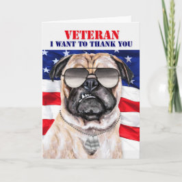 Cartão Engraçado Cachorro e Bandeira Veteranos