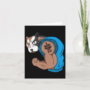 Cartão Engraçado Cão-Touro Muscular Adoro Tatuagem Pai Am