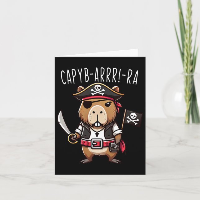 Cartão Engraçado Capyb-arrr-ra Pirate Capybyra Halloween  (Frente)