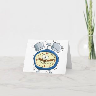 Cartão Engraçado Cartoon Alarm Clock Quirky Acordando