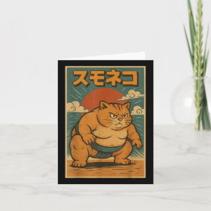 Cartão Engraçado Cat Sumo Wrestler Anime de Arte Japonês 