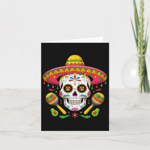 Cartão Engraçado Cinco De Mayo Engraçado Crânio Com Chapé