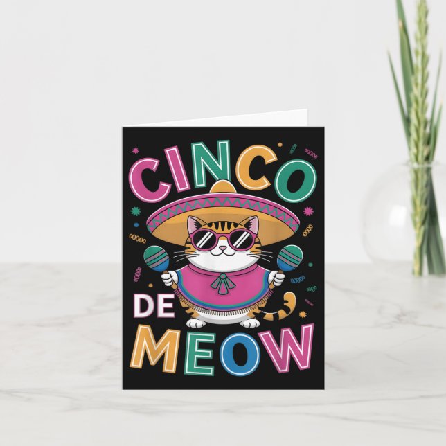 Cartão Engraçado Cinco De Mayo Mexicano Cat Com Homens So (Frente)
