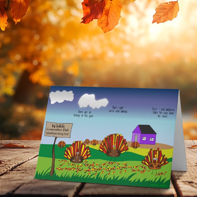 Cartão Engraçado, Colorido, Feriado de Cartoon na Turquia (Whoa! Check out this most excellent and funny cartoon Thanksgiving and Holiday greeting card!)