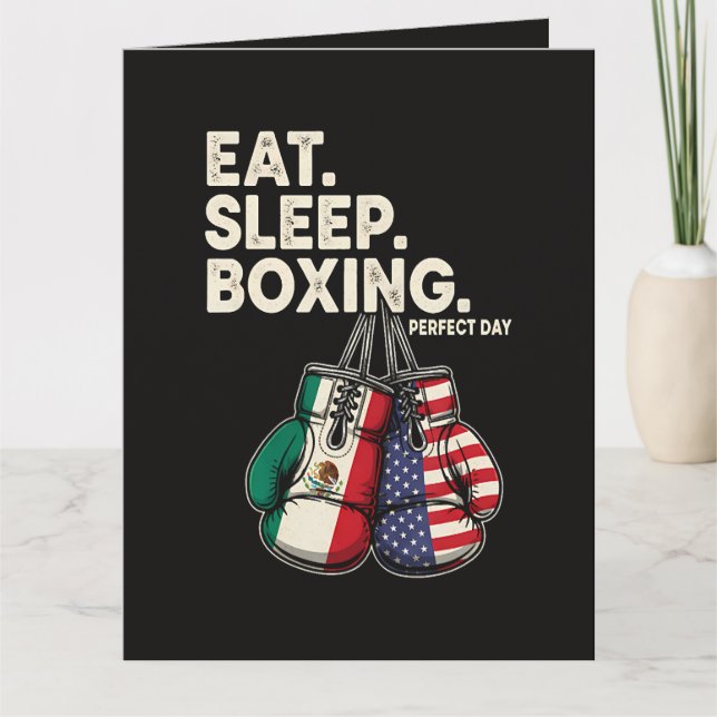 Cartão Engraçado Comer Dormir Repetir Boxe (Frente)