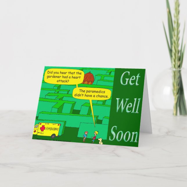 Cartão Engraçado como um cartoon de ataque cardíaco num l (Frente)