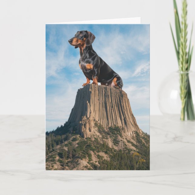 Cartão engraçado da Torre do Diabo do Dachshund (Frente)
