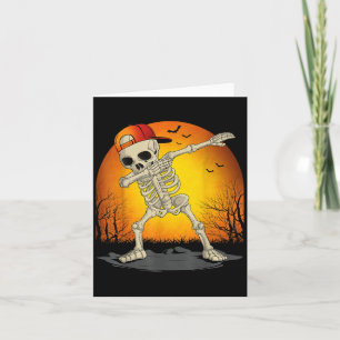Cartão Engraçado Dabbing Skeleton Skull Halloween Para Cr