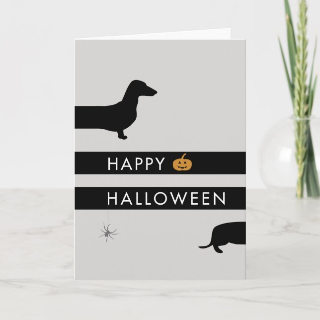 Cartão Engraçado Dachshund Halloween (Frente)