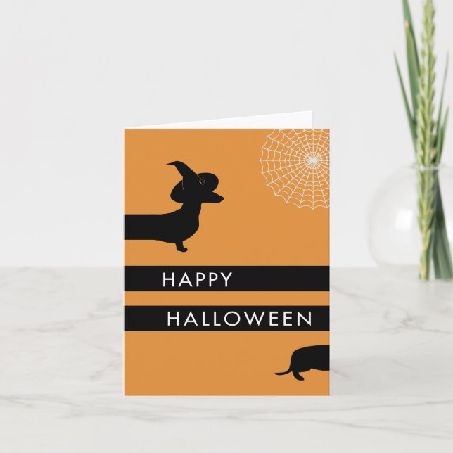Cartão Engraçado Dachshund Halloween (Frente)