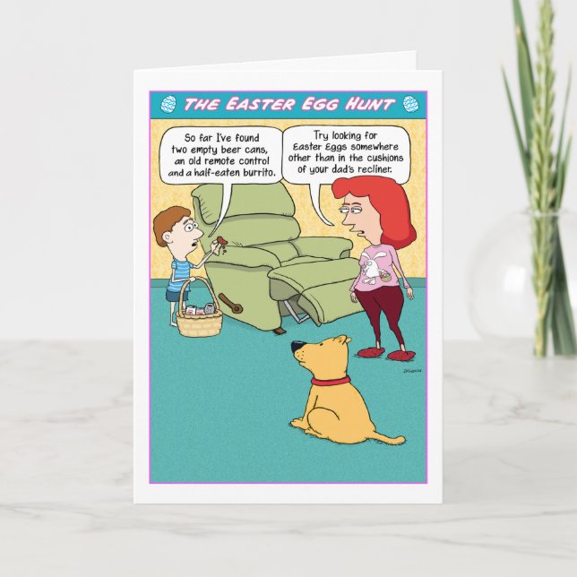 Cartão Engraçado de Caça de Ovo de Páscoa (Frente)