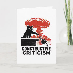 Cartão engraçado de gato com crítica construtiva e
