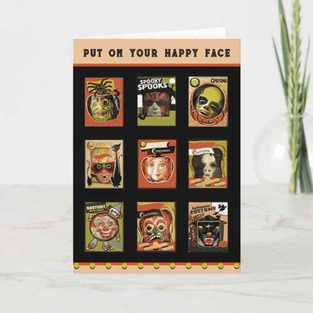 Cartão Engraçado de Halloween Vintage (Frente)