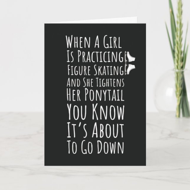 Cartão Engraçado de Patinação no Gelo Para Ela Gar (Frente)