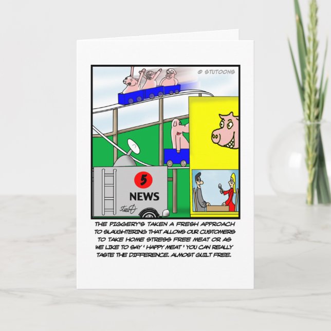 Cartão Engraçado de Suíno - Carne Feliz (Frente)