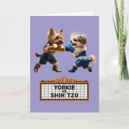 Cartão Engraçado de Yorkie vs. Shih Tzu
