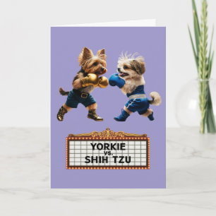 Cartão Engraçado de Yorkie vs. Shih Tzu