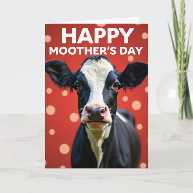 Cartão engraçado do dia das mães da Vaca (Frente)