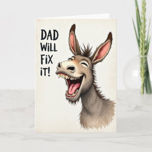 Cartão Engraçado do Dia dos Pais com Burro