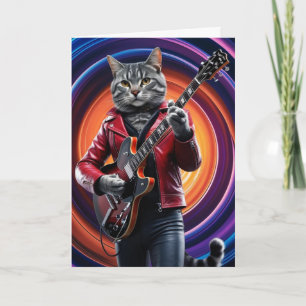 Cartão engraçado do Gato Cinzento Rocker