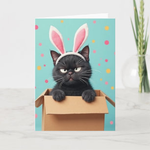 Cartão Engraçado do Gato Mal-humorado com Orelhas
