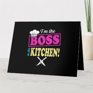 Cartão Engraçado Eu Sou O Chefe Neste Cozinhar De T-shirt