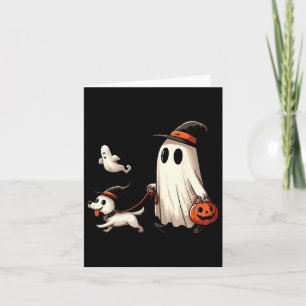 Cartão Engraçado Fantasma Andando Cachorro Spooky Season