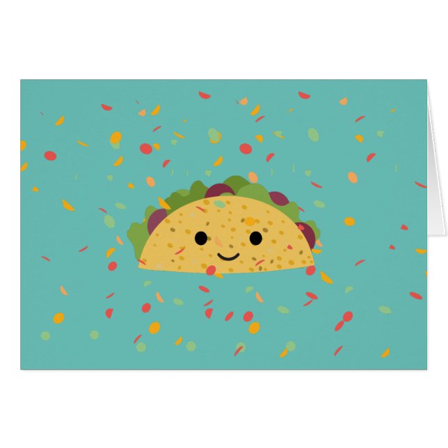 Cartão Engraçado Fantastaco Birthday Kawaii Taco (Frente Horizontal)