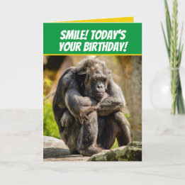 Cartão Engraçado Fazendo Chimpanzé Como Um Velho Engraçad