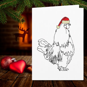 Cartão Engraçado Galo de Natal Quirky Festivo Cockerel