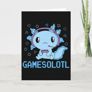 Cartão Engraçado Gamesolotl Anime Kawaii Gaming Axolotl V