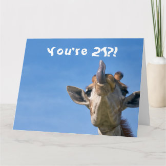 Cartão Engraçado Girafa Happy aniversário de 21 anos