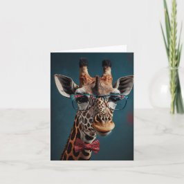 Cartão Engraçado Girafa Hipster Retratos Animais Engraçad