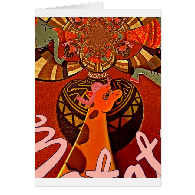 Cartão Engraçado Girafa: Um Charme Africano Caleidoscópic (Frente)