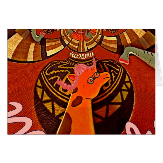 Cartão Engraçado Girafa: Um Charme Africano Caleidoscópic (Frente Horizontal)