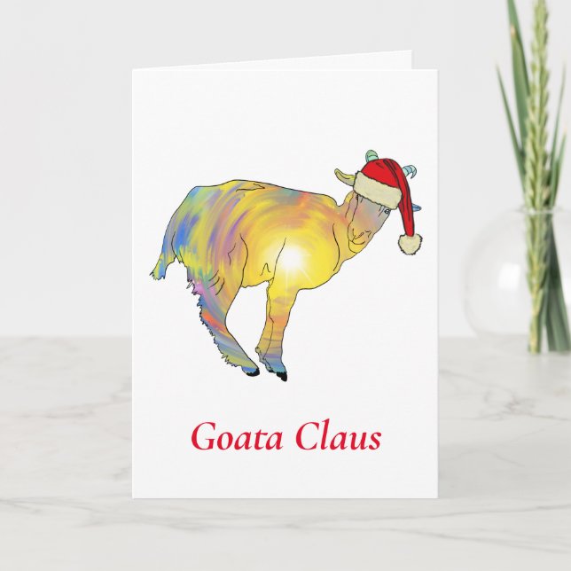 Cartão Engraçado Goat a Claus humor de Natal (Frente)