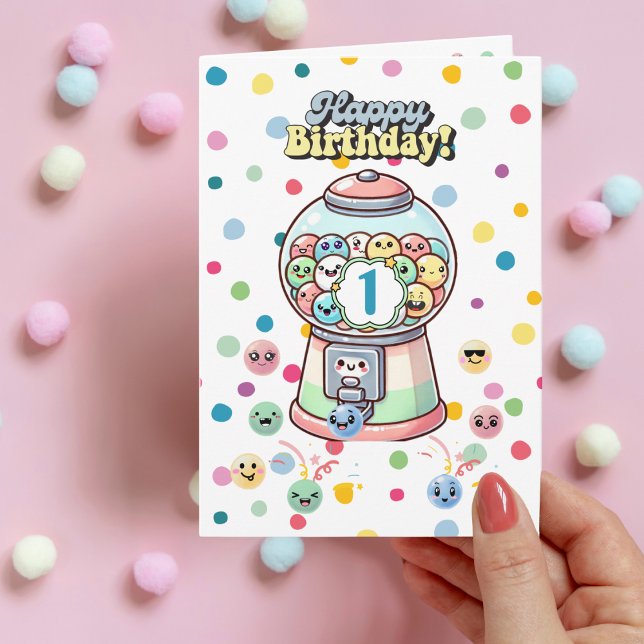 Cartão Engraçado Gumball Whimsical, Primeiro Aniversário  (Criador carregado)