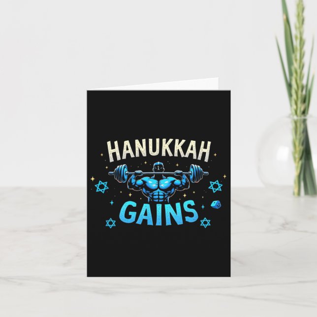 Cartão Engraçado Hanukkah, ginástica judaica ganha Hanukk (Frente)