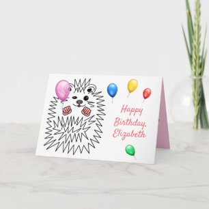 Cartão Engraçado Hedgehog. Feliz aniversário personalizáv