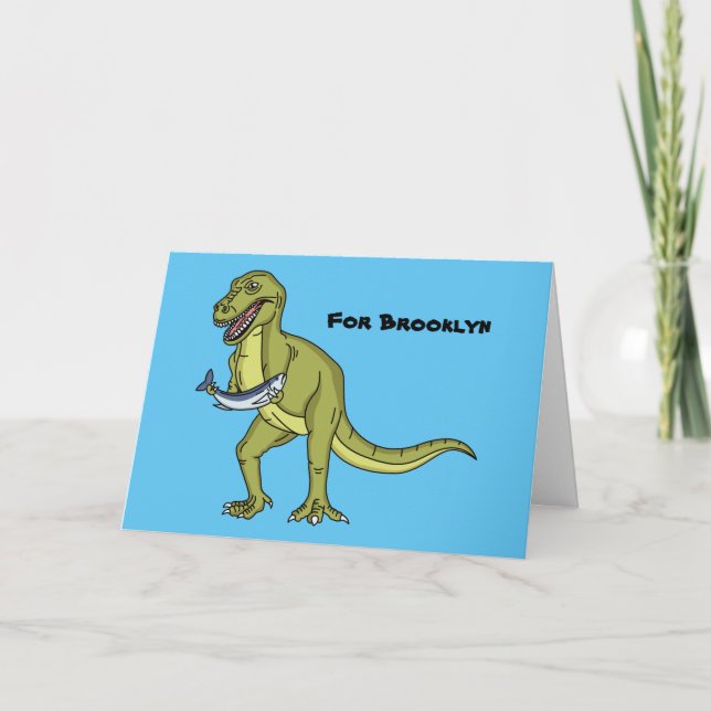 Cartão Engraçado ilustração do dinossauro T rex (Frente)