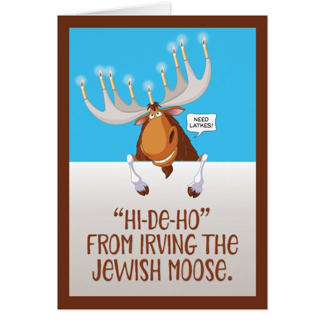 Cartão Engraçado "Irving the Jewish Moose" Chanucah Card (Frente)