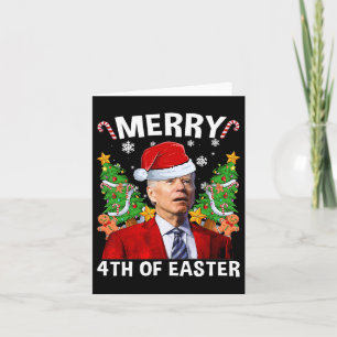 Cartão Engraçado Joe Biden Natal Santa Hat Feliz 4th Of E