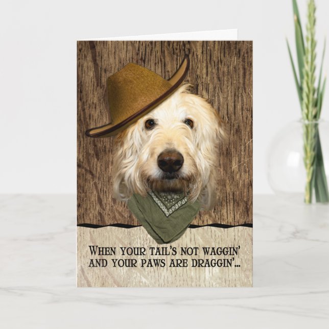 Cartão Engraçado Labradoodle Em Cowboy Que Bandana Se Des (Frente)