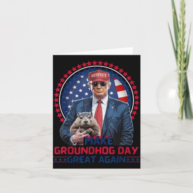 Cartão Engraçado, Legal Trump Groundhog Torna o Dia do Gr (Frente)