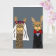 Cartão Engraçado Llama Bride e Arte de Casamento de Groom (Orchid)