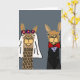 Cartão Engraçado Llama Bride e Arte de Casamento de Groom (Yellow Flower)
