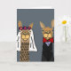 Cartão Engraçado Llama Bride e Arte de Casamento de Groom (Small Plant)