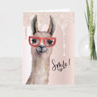 Engraçado Llama Pink Glitter Obrigado
